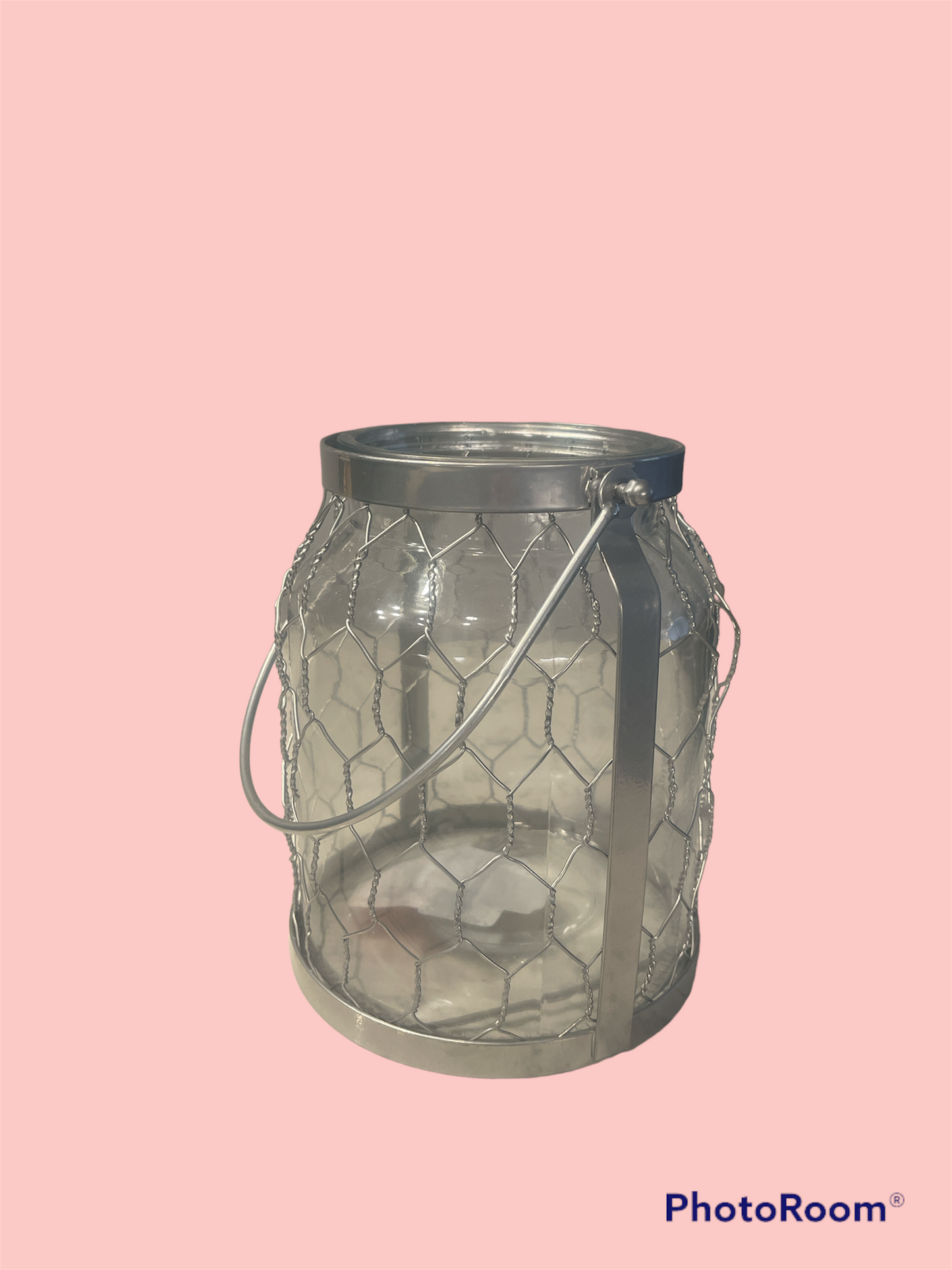 Large Glass & Chickenwire Farmhouse Lantern