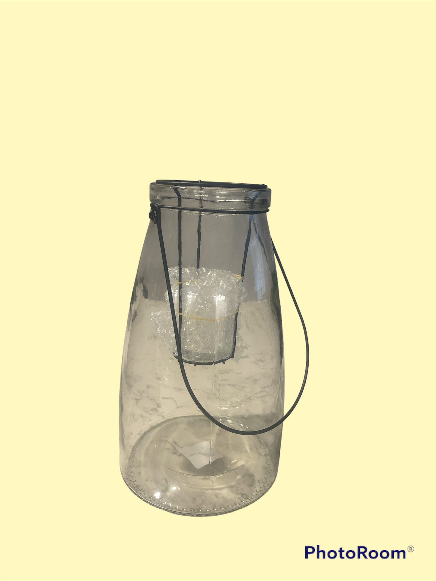 Glass & Black Wire Lantern